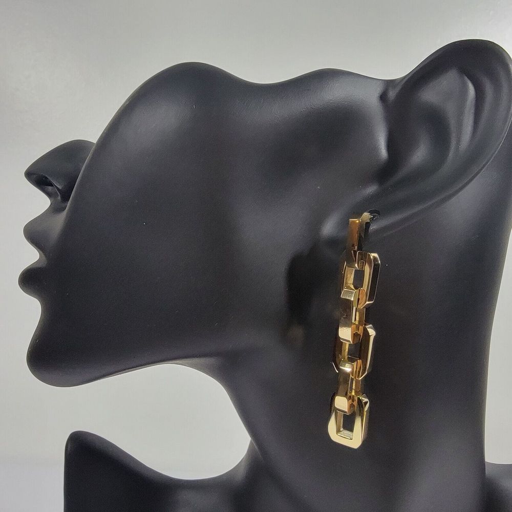 Eddie Borgo Supra Chain Link Drop Earrings Gold Plated 2 Inch